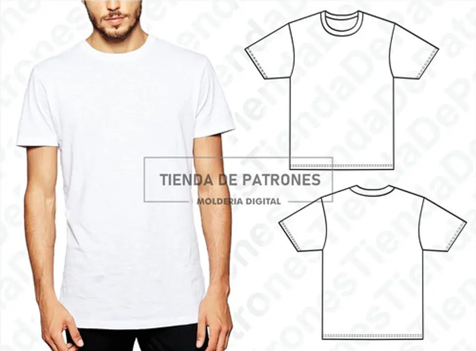 Molde Patrón Imprimible Polera Básica Hombre Del S Al 3xl 1