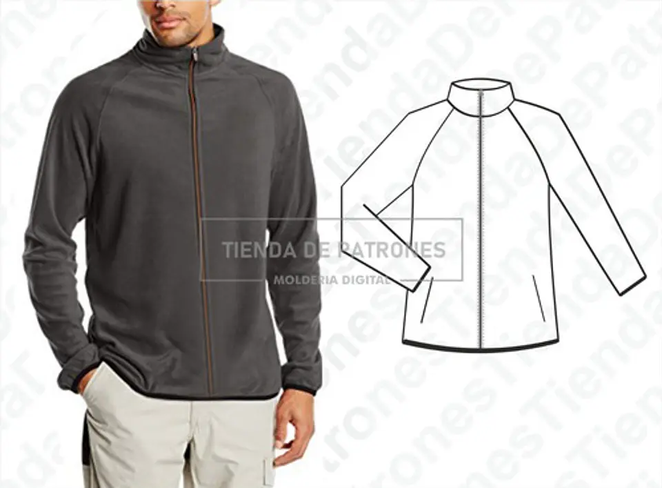 Molde Patron Imprimible Chaqueta Buzo Manga Ranglan Xs Al 2xl 1