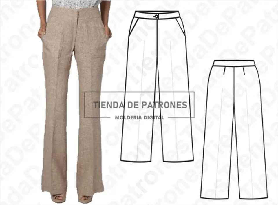 Molde Patron Imprimible Pantalon Mujer Talles Del 36 Al 48 2