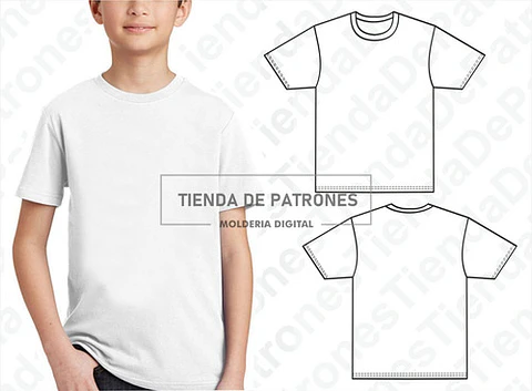 Molde Imprimible Remera Basica Niños Talles 4/6/8/10/12/14