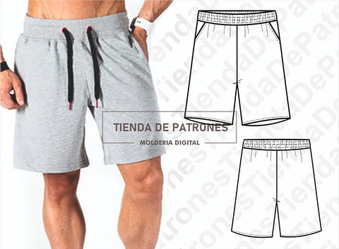 Molde Patron Short Basico Hombre Del S Al 2xl