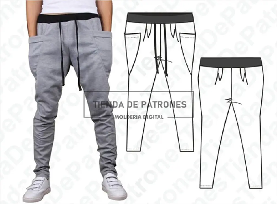 Molde Patron Imprimible Jogging Chupin Hombre Talle S Al 2xl 1