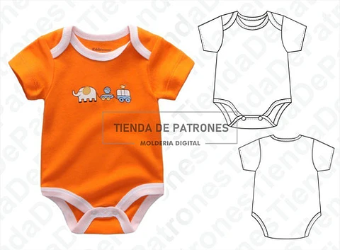 Moldes Patrones Body Manga Corta Bebes Talles 1/3/4/6/9/12m