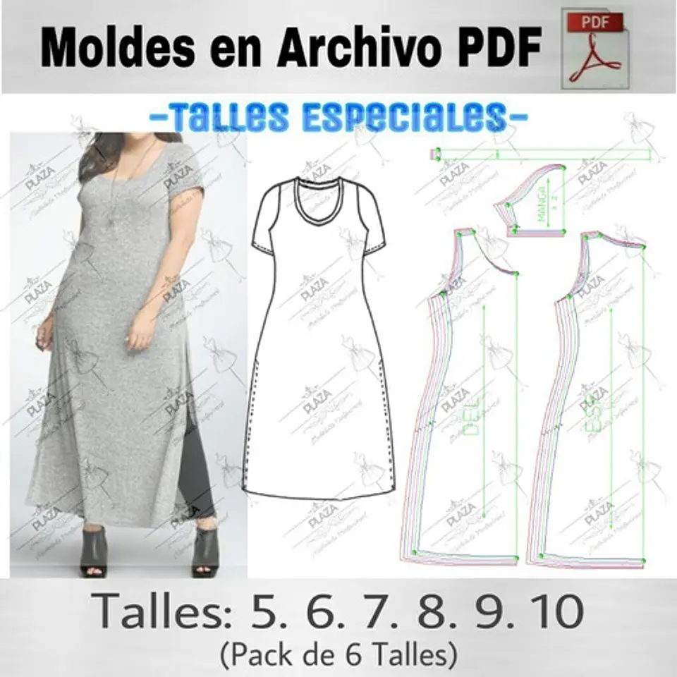 Moldes Patrones Imprimibles Vestido Talle Especial 5 Al 10 1