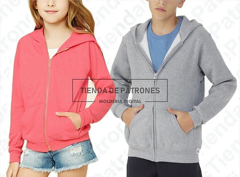 Molde Patron Imprimible Campera Canguro Niños Talles 6 Al 14