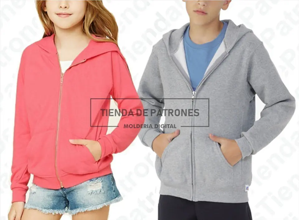 Molde Patron Imprimible Campera Canguro Niños Talles 6 Al 14 1