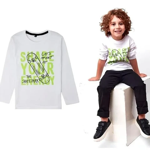 Molde Digital Polera Manga Larga Niños Pack Talles 2 Al 16
