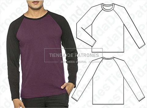 Moldes Patrones Polera Hombre Manga Larga Ranglan S Al 2xl