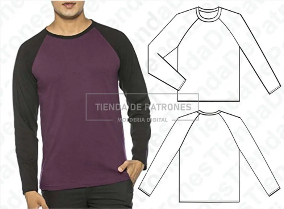 Moldes Patrones Polera Hombre Manga Larga Ranglan S Al 2xl 2