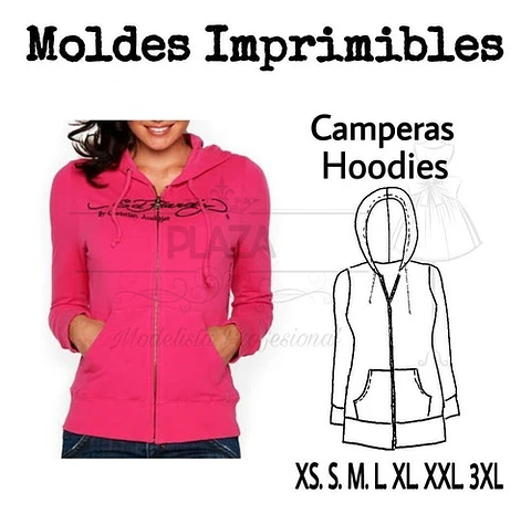 Moldes Patrones Imprimibles Chaqueta Canguro Xs Al xxl