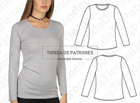 Moldes Patrones Polera Manga Larga Mujer Talle Xs Al 2xl
