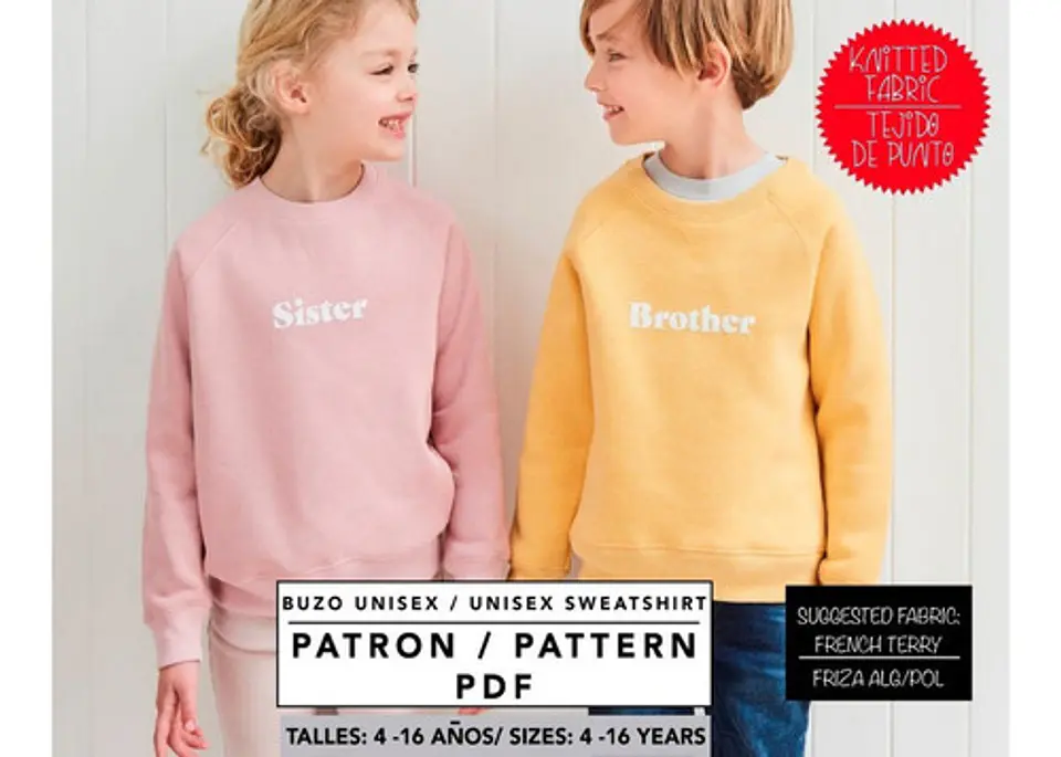 Molde De Costura, Patron Polerón Ranglan Niños, Imprimible 1