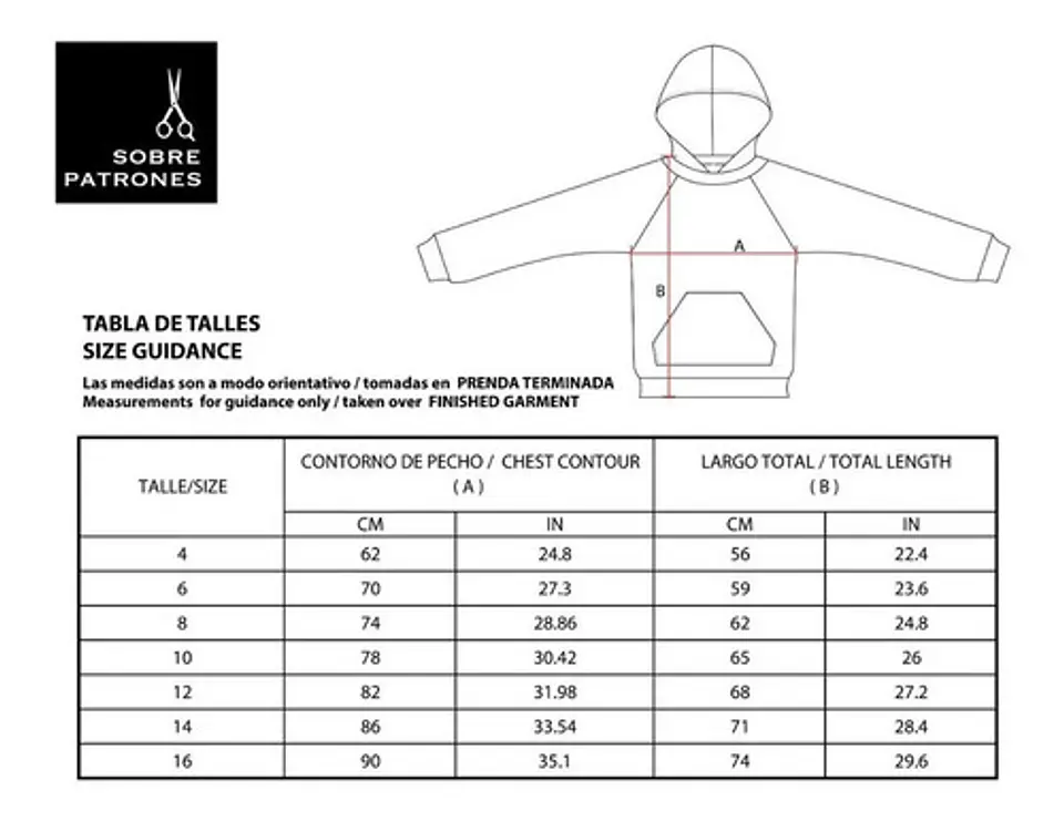 Molde De Costura, Patron Polerón Canguro Niños, Imprimible 3