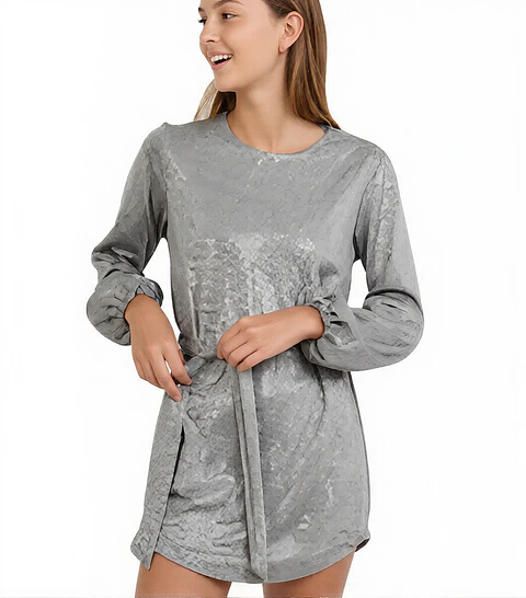 Molde Digital Vestido Con lazo y Manga Abullonada, talles S A Xxl