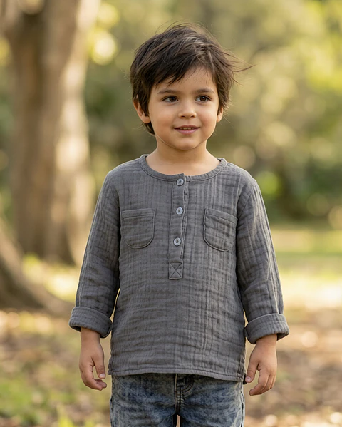 Molde Digital Remera Bebe Manga larga con abotonadura, Talles 6 A 8