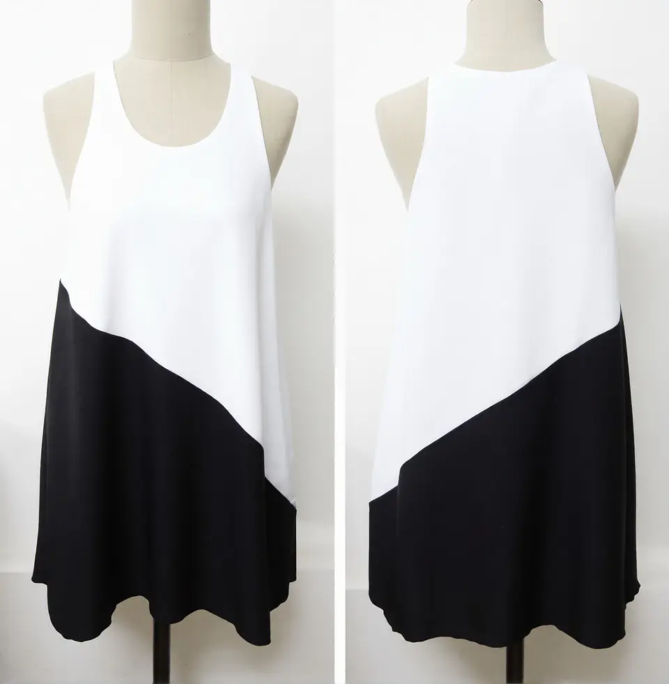 Molde Digital Vestido Evase Recorte Diagonal, Talles S A Xxl 2