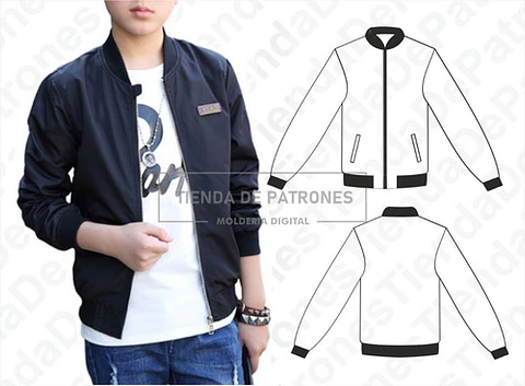 Moldes Patrones Campera Bomber Niños Talles 4/6/8/10/12/14
