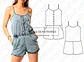 Molde Patron Imprimible Mono Enterito Mujer Talles Xs Al Xl - Miniatura 1
