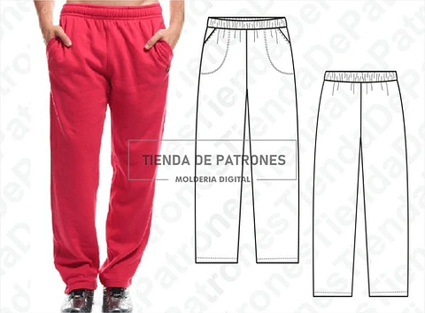 Molde Patron Imprimible Pantalon Jogging Hombre S Al 2xl