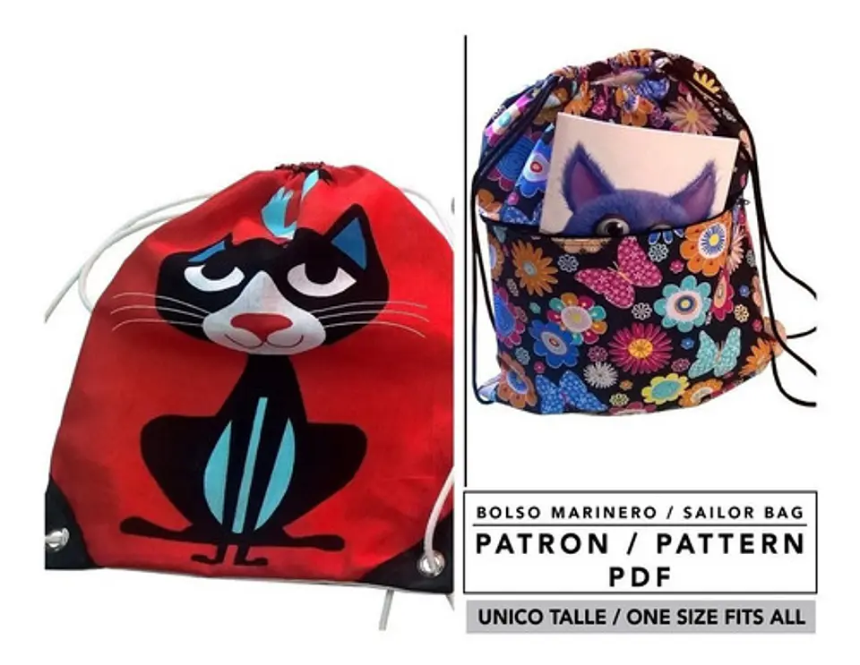 Molde De Costura, Patron Bolso Marinero - Mochila Imprimible 2