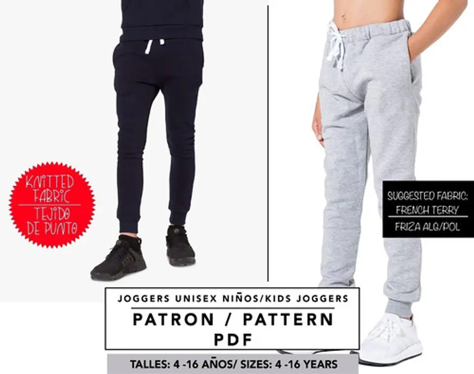 Molde De Costura, Patron Pantalon Joggers Nene , Imprimible 1