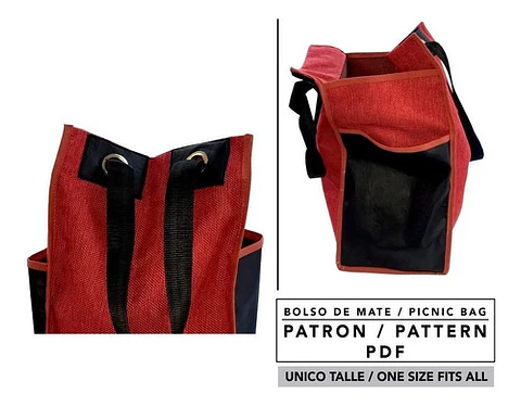 Molde De Costura, Patron Bolso De Mate, Pic Nic, Imprimible 