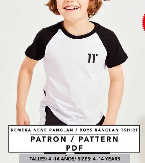 Molde De Costura, Patron Remera Ranglan Mc Nene , Imprimible