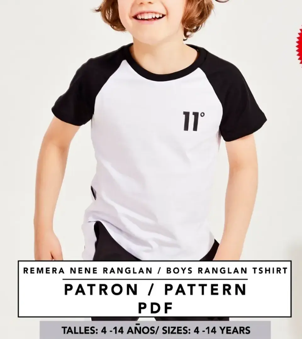 Molde De Costura, Patron Remera Ranglan Mc Nene , Imprimible 1