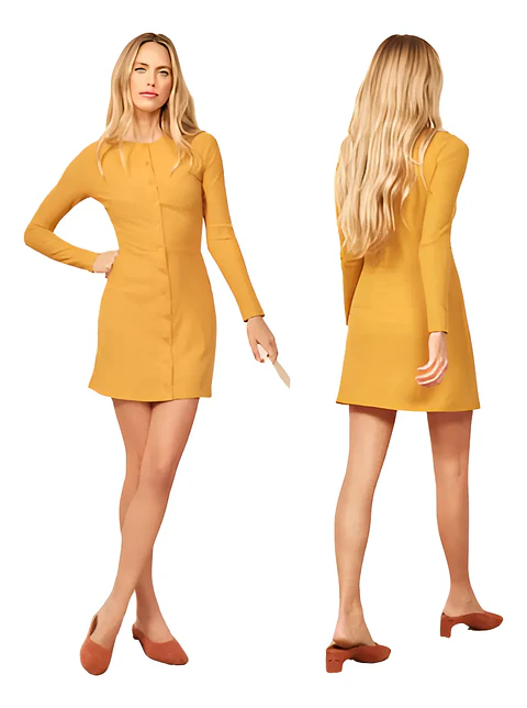 Molde Digital Vestido Con Abotonadura Patron Pack 5 Talles!