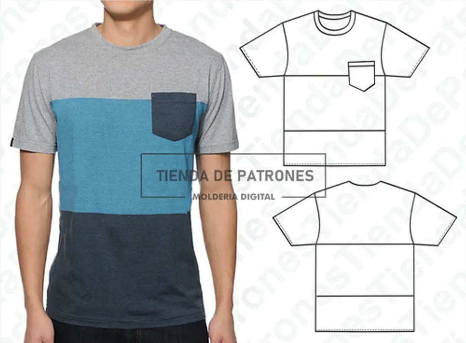 Molde Patron Imprimible Polera Hombre Talles Del S Al 2xl 2