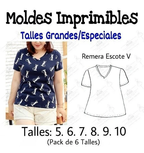 Moldes Patrones Imprimibles Polera Talle Especial 5 Al 10