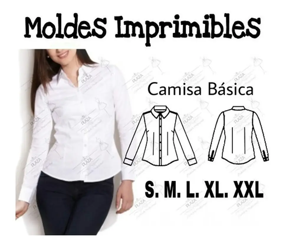 Moldes Patrones Imprimibles Blusa Camisera Basica Entallada S Al Xxl 2
