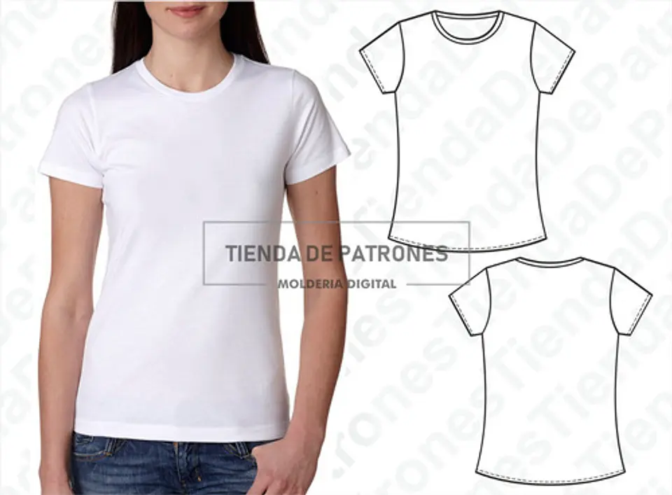 Molde Patron Imprimible Polera Basica Mujer Talles Xs Al 2xl 1