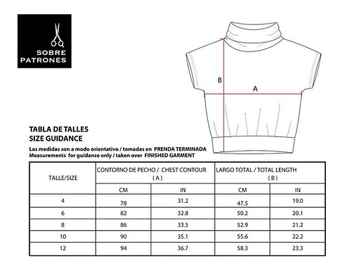 Molde De Costura, Patron Polera Cuello Alto M/corta Nena, Imprimible