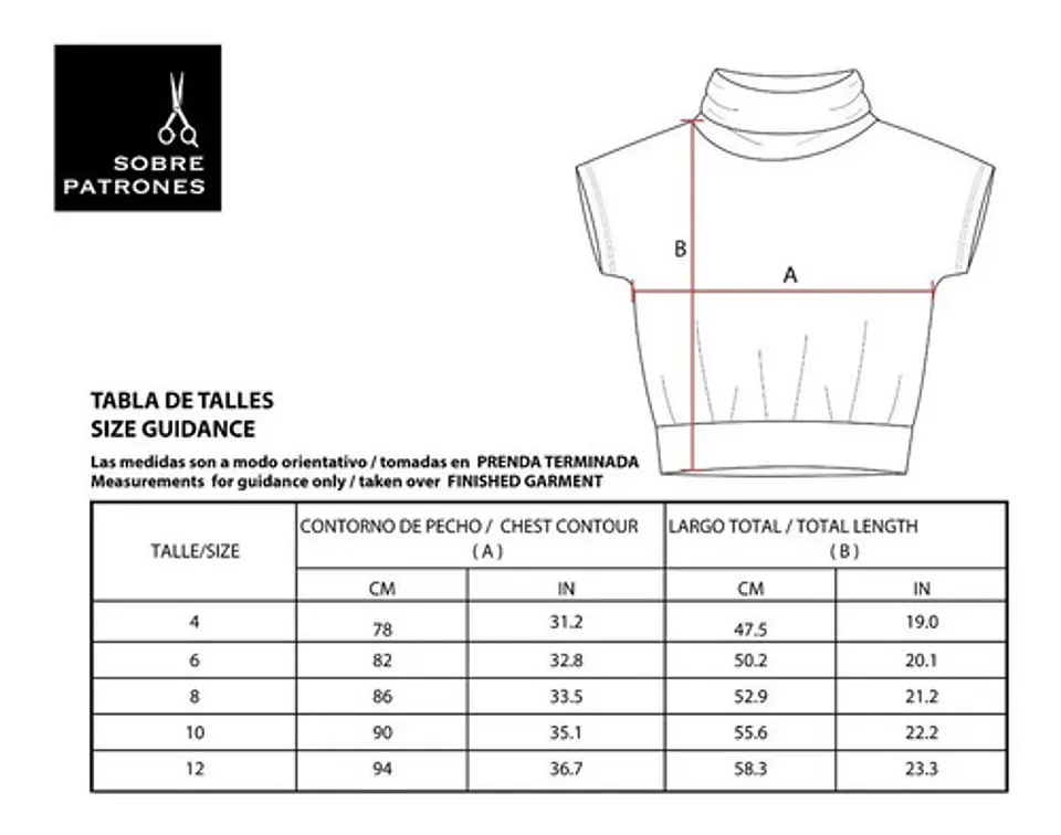 Molde De Costura, Patron Polera Cuello Alto M/corta Nena, Imprimible 2