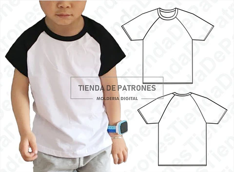 Moldes Patrones Polera Ranglan Niños Talles 4/6/8/10/12/14