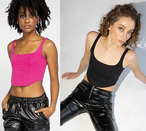 Molde Digital Top Punto Recortes Onda Corset, Talles S A Xxl