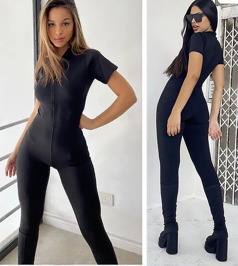 Molde Digital Catsuit Manga Corta Cuello Alto, Pack 5 Talles