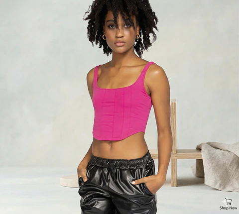 Molde Digital Top Punto Recortes Onda Corset, Talles S A Xxl
