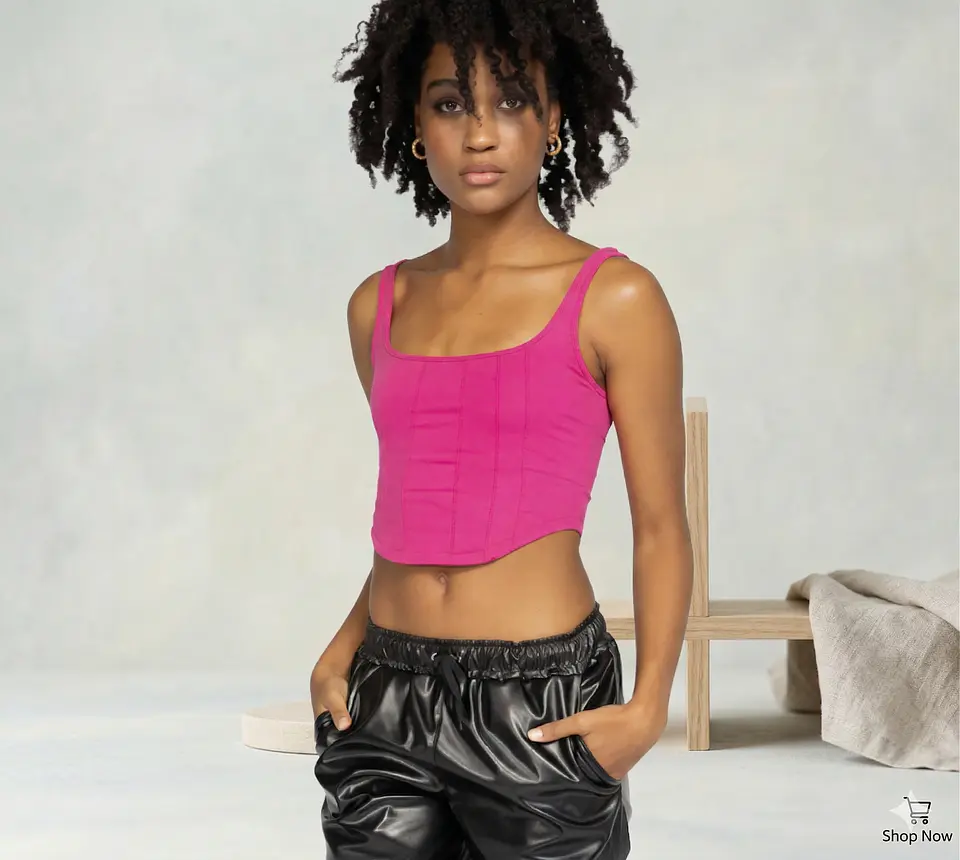 Molde Digital Top Punto Recortes Onda Corset, Talles S A Xxl 2