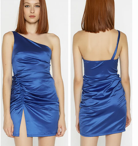 Molde Digital Vestido Un Hombro C/tajo Inf, Talles S Al Xxl