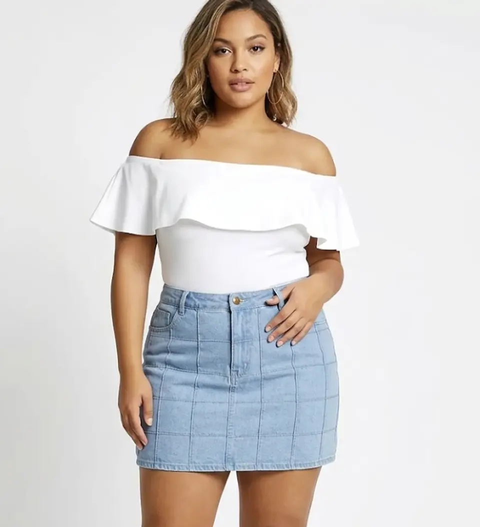 Molde Digital Malla Body C/ Volado Escote, Talles 3xl Al 7xl 1