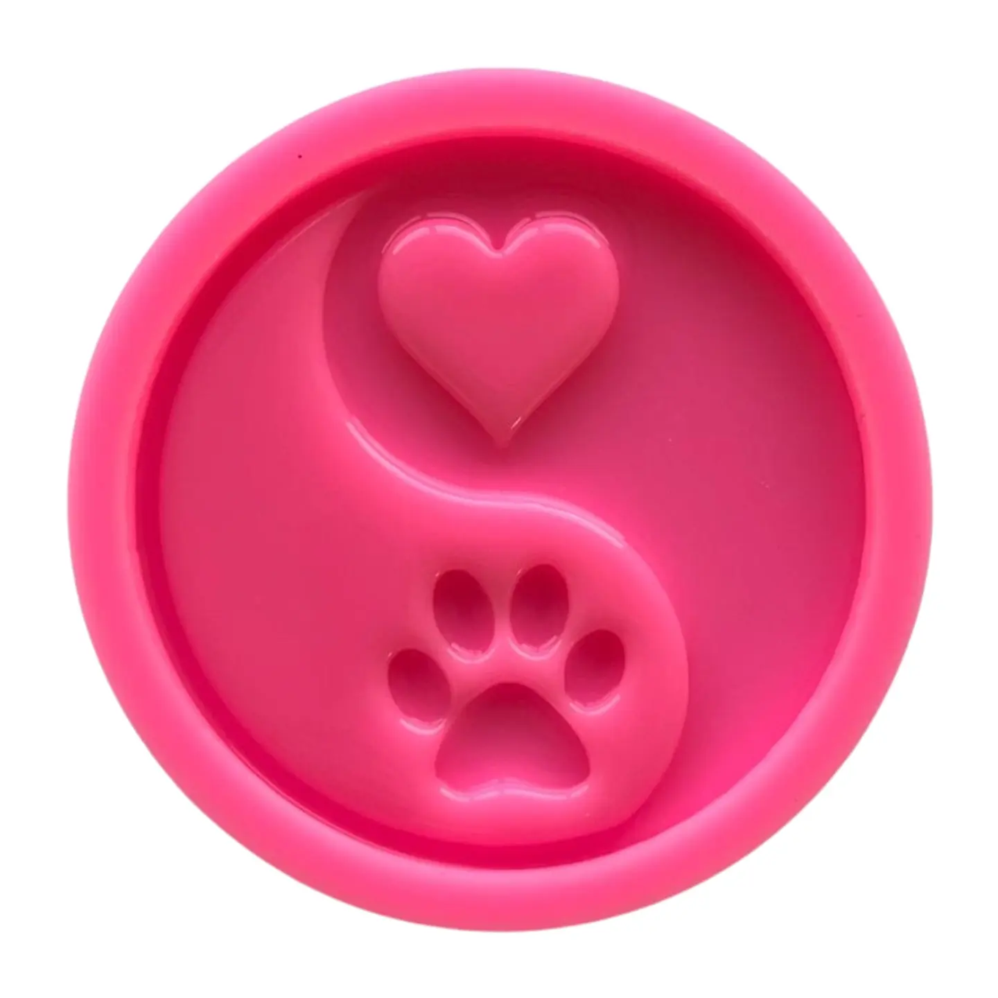Molde de Silicona Yin Yang Huellita y Corazón 9,5 cm 1