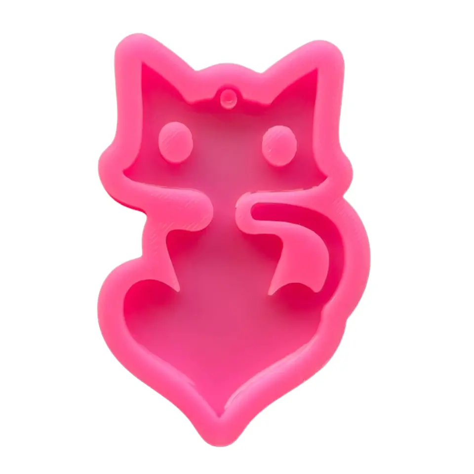 Molde de Silicona Gato Corazón para Llavero en Resina 6,8 cm 1