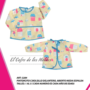 Molde Digital Pintorcito Manga Larga, Pack Talles 1 A 5 Años