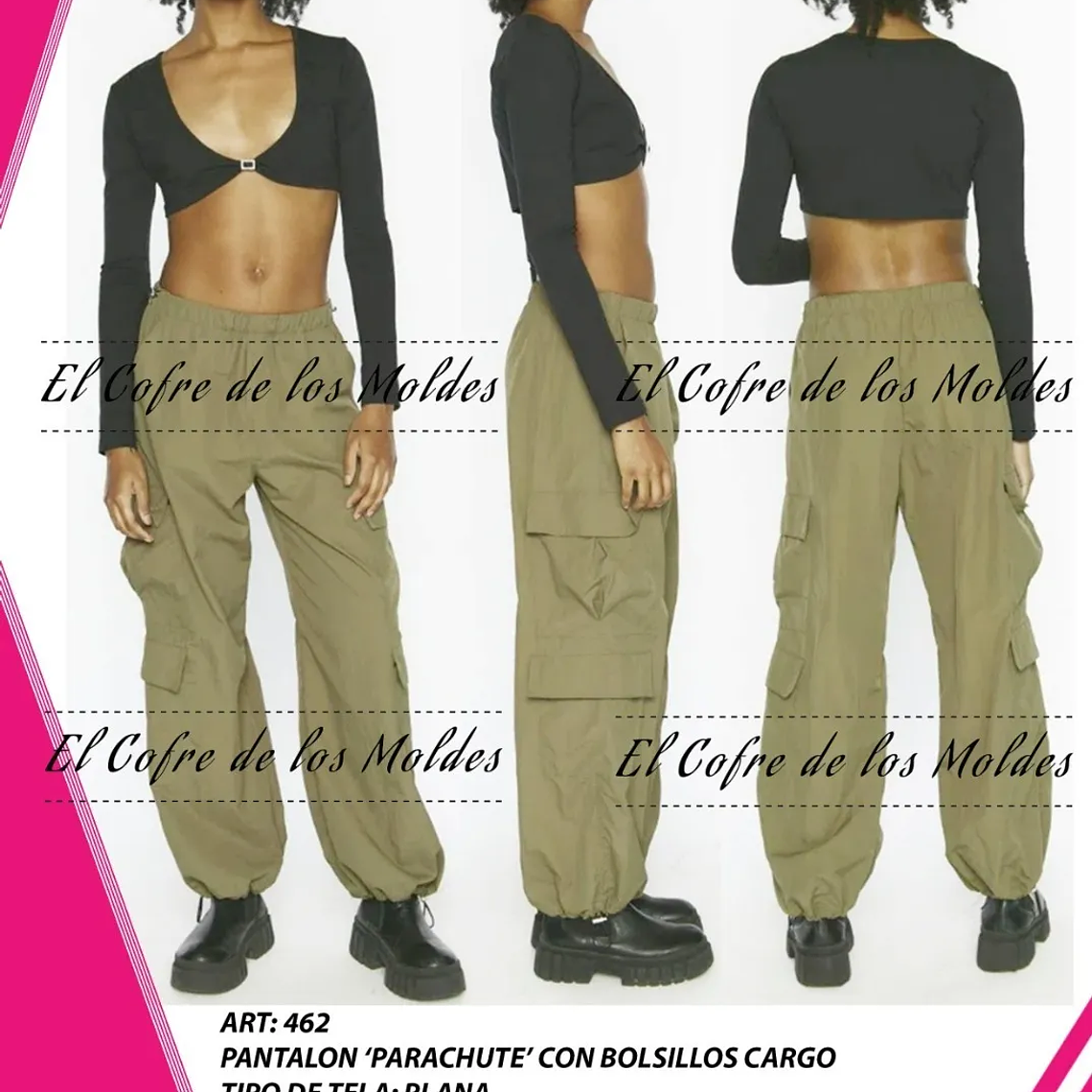 Molde Digital Pantalón Parachute Con bolsillos Cargo, Talles S A Xxl 1
