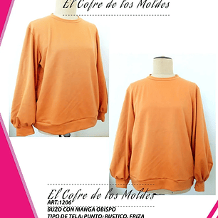 Molde Digital Buzo De Mujer Manga Abullonada, Talles S A Xxl