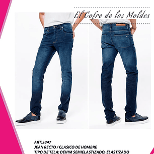 Molde Digital Jean Recto clasico Hombre, Talles 3xl Al 7xl