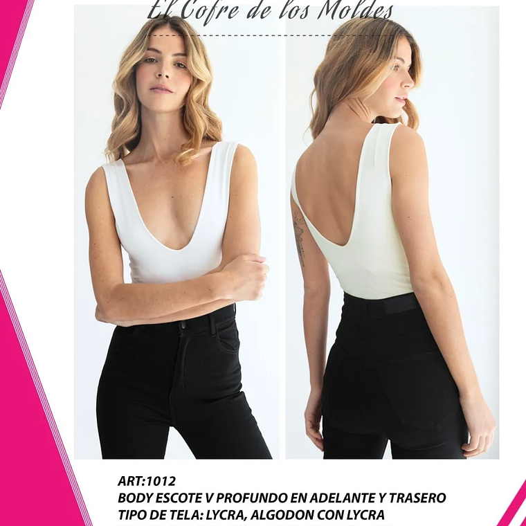 Molde Digital Malla Body Escote V, Pack Talles S Al Xxl 1