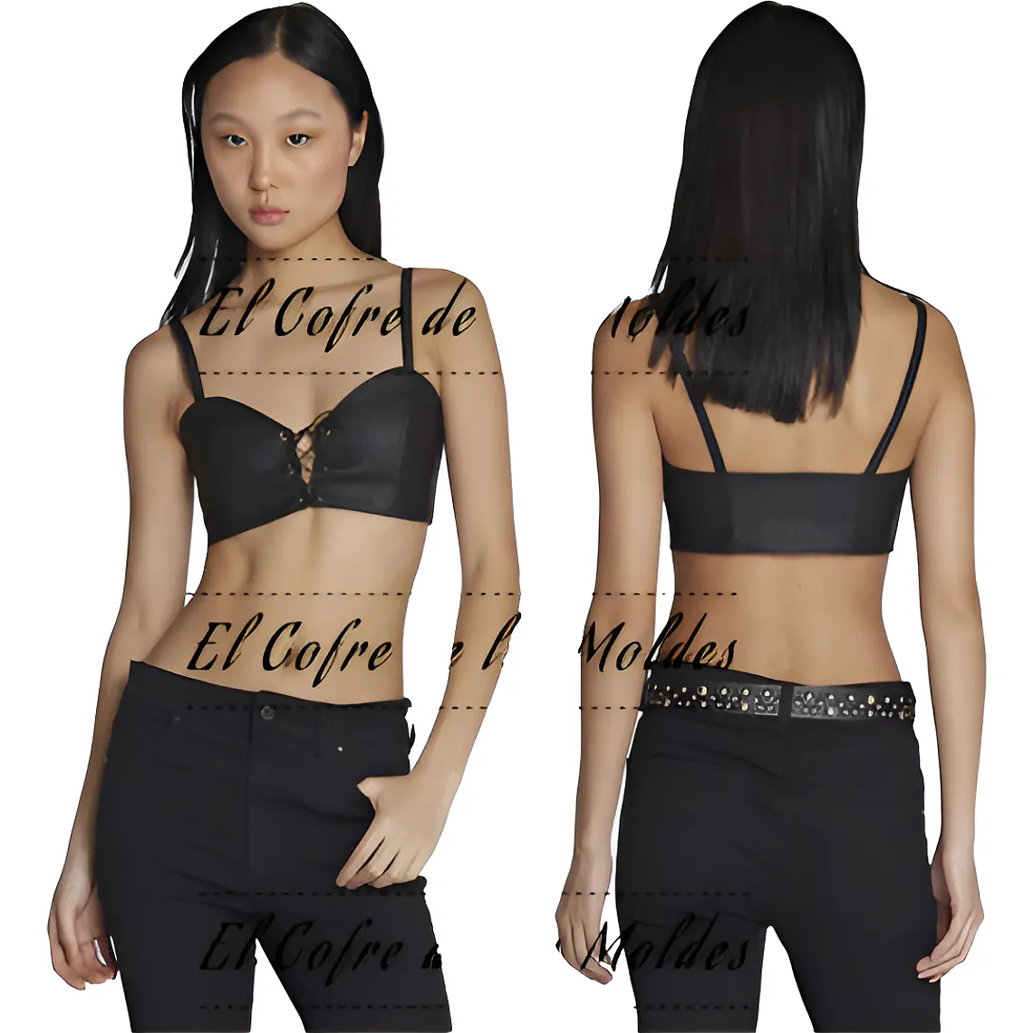 Molde Digital Crop Top Acordonado Cuerina, Talles S Al Xxl 1